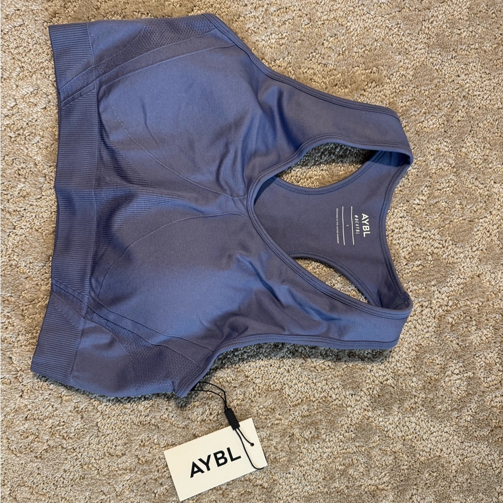 AYBL Women's Balance V2 Seamless Sports Bra - Steel Blue. Size Large. NWT.
